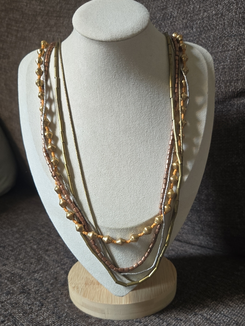 Lucky Brand Layered Gold and Copper Tone Chunky Multi-Strand Necklace 💫